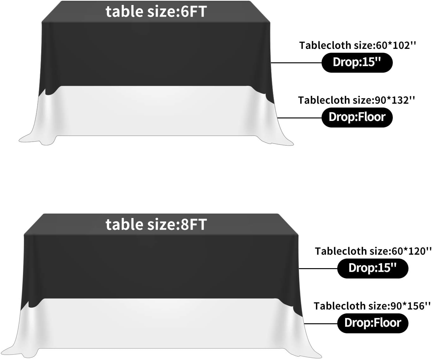 Fokitut 6 Pack Rectangle Tablecloth, 60x120 Inch, Stain Resistant and Wrinkle Polyester Table Cloth, Fabric Table Cover for Kitchen Dining, Wedding, Party, Holiday Dinner-Blue Mist