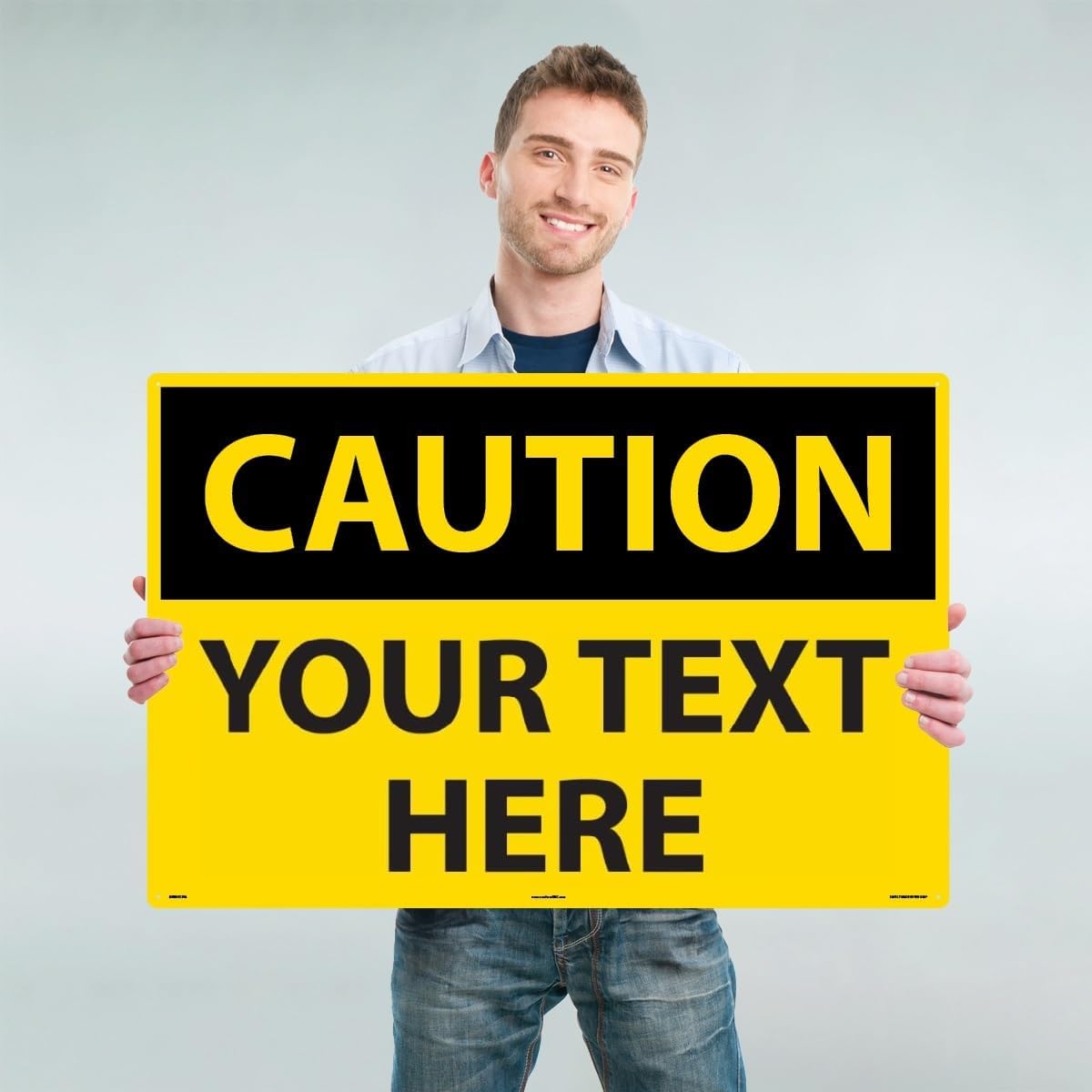 Custom OSHA Style Caution Sign 24" x 36" Aluminum Sign, Customizable "Your Text Here", by AccuformNMC Made in USA