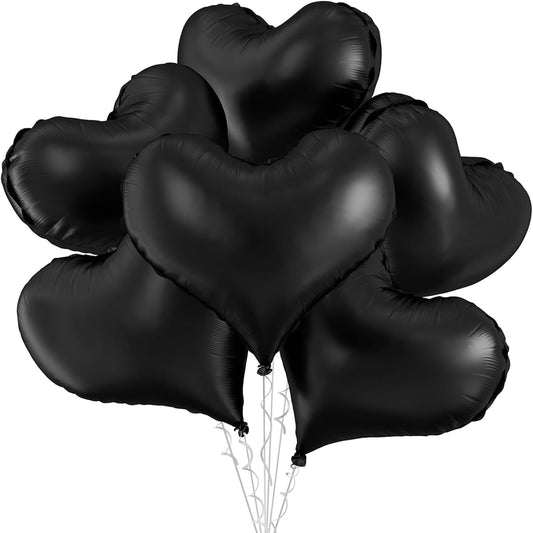Black Heart Balloons,24Inch Large Black Heart Foil Balloons for Valentine's Day Birthday Wedding Baby Shower Anniversary Party Decorations