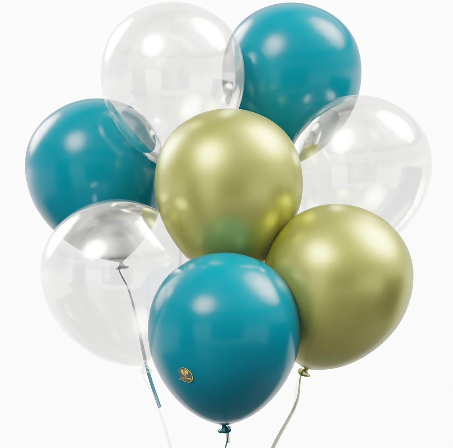 AFTERLOON® Biodegradable Balloons 50 pcs Clear/Gold/Aqua 10 Inch Pearl Color, Matte Color Thickened Extra Strong Latex Helium Float, for Baby Gender Reveal Garland Wedding Birthday Party Decorations