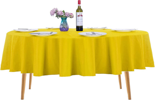 Ascoza 2pack 70 Inch Yellow Round Tablecloth in Washable Polyester Fabric for Wedding/Banquet/Restaurant/Parties…