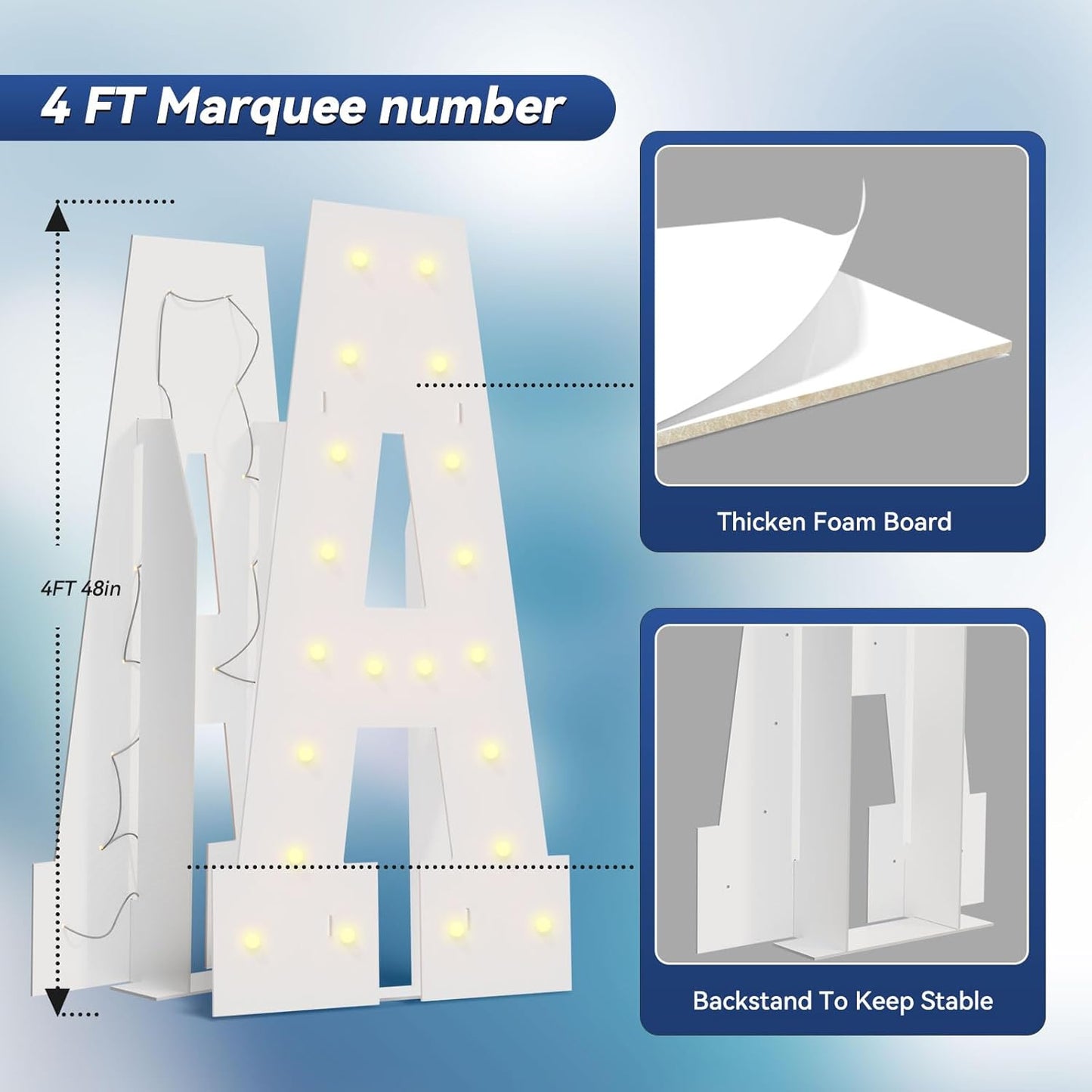 4FT Marquee Light Up Letters - Large Marquee Letters 4 Feet Tall for Birthday Party Decorations, Big Letter for Wedding Event Marry Me Baby Shower Bridal Shower, Letter F