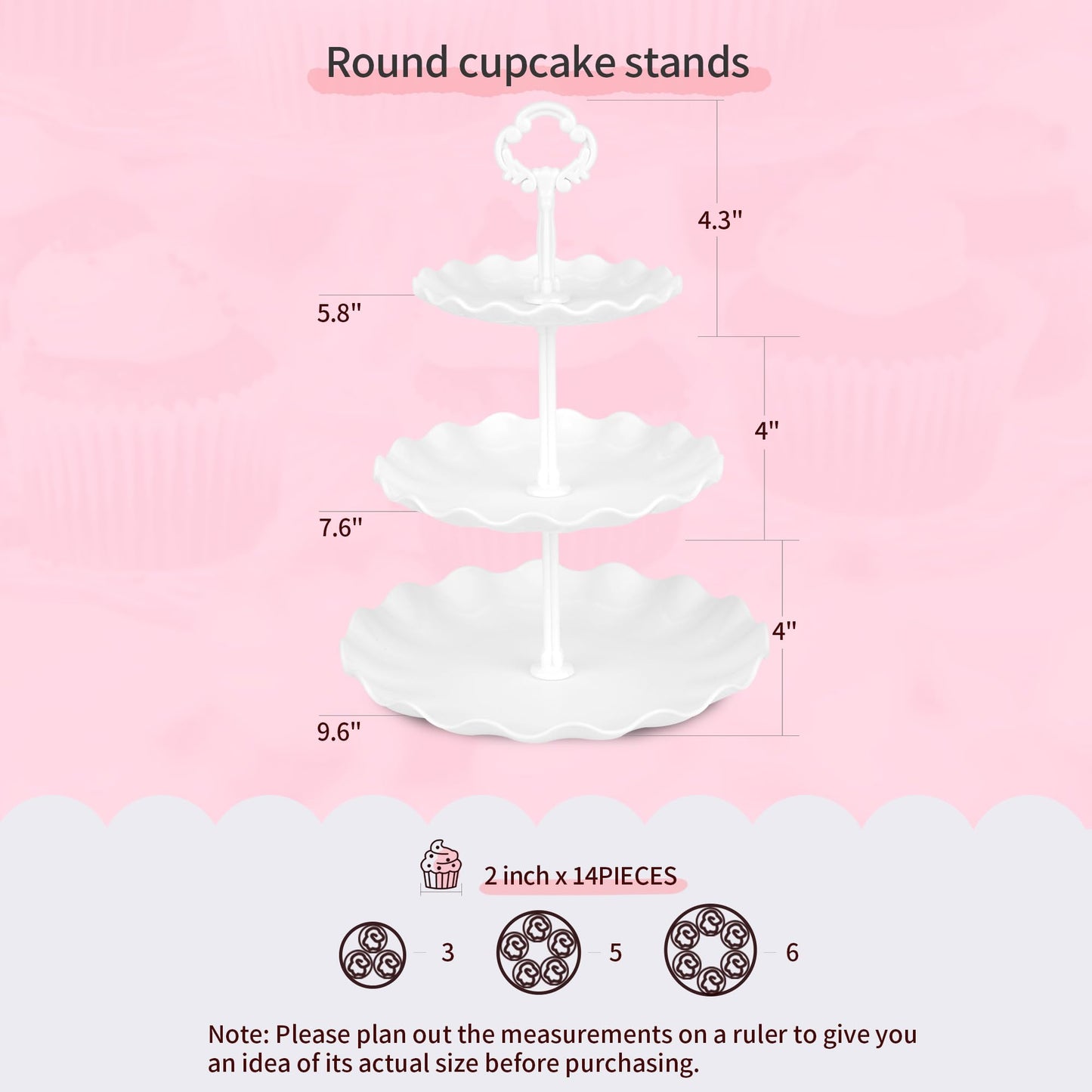 Pack of 11 NWK Cake Stand Set of Cupcake Stand, Tray & Table Cloth (White)