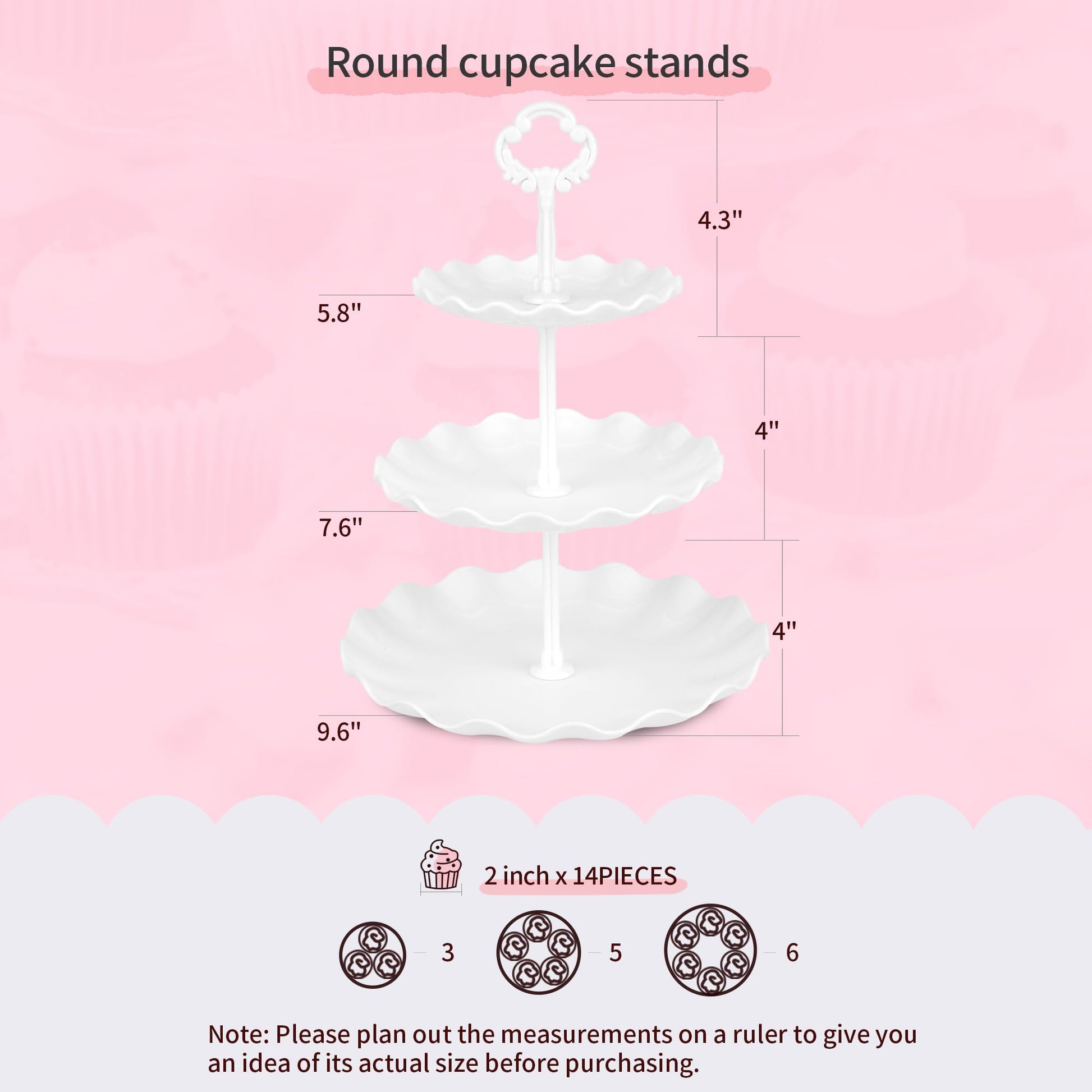 Pack of 11 NWK Cake Stand Set of Cupcake Stand, Tray & Table Cloth (White)