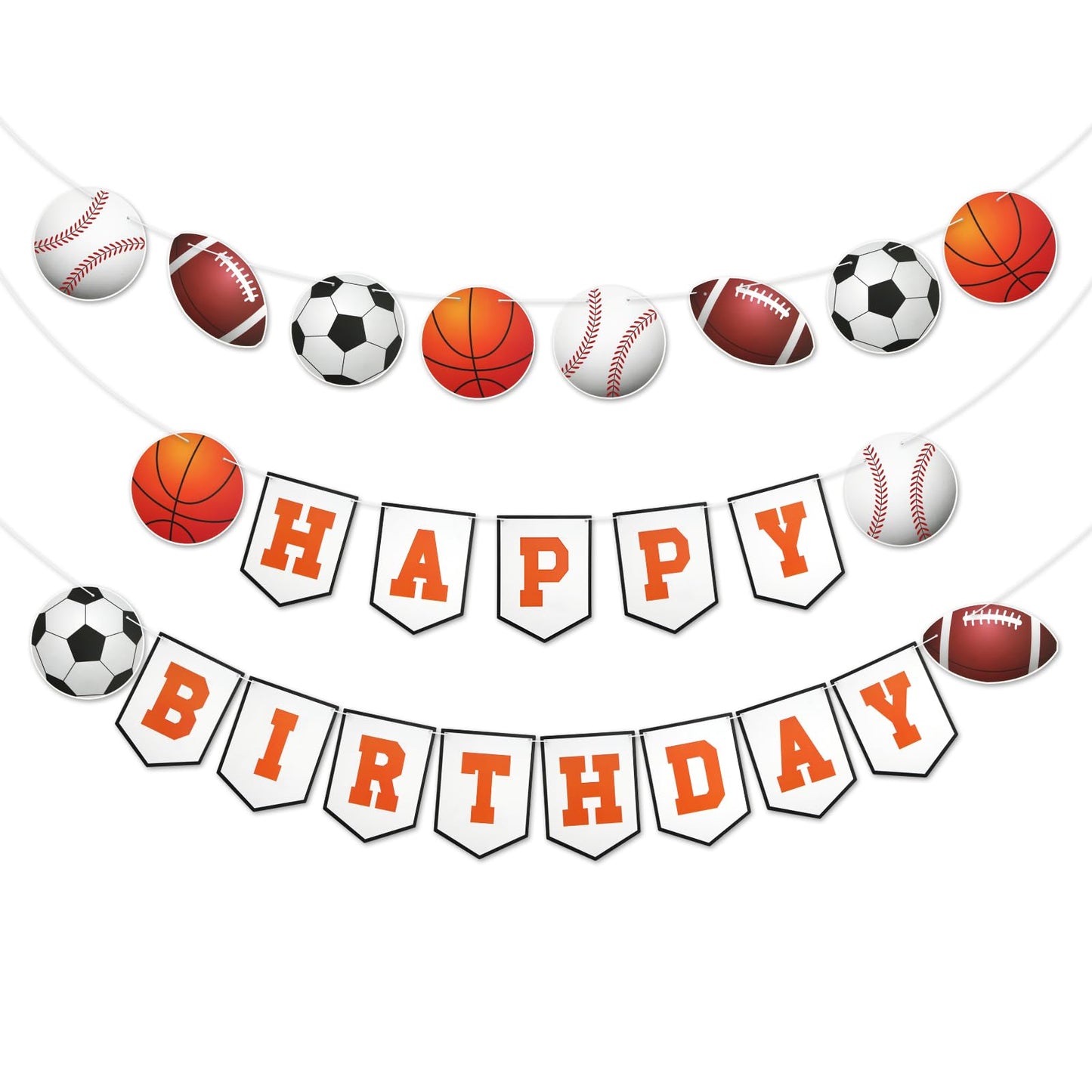 3pcs Sports Birthday Party Banner, Sports Themed Party Decorations
