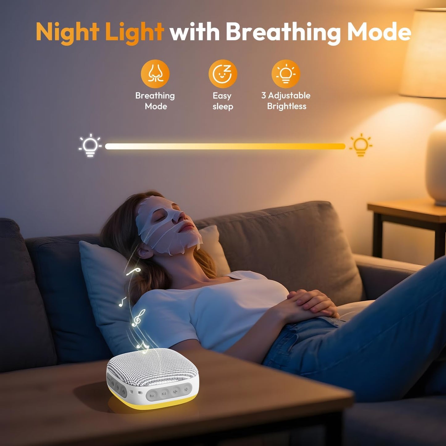 Portable Sound Machine for Travel, White Noise Sound Machine for Sleeping, 52-Hour Lasting Mini Noise Machine with 21 Quality Non-looping Sounds, Headphone Jack, Memory, Timer for Adults,Hotel (White)