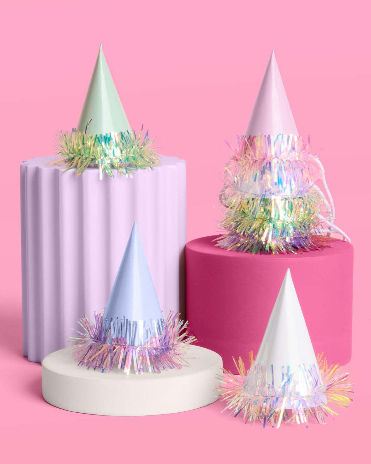 xo, Fetti 10pc Iridescent Foil Mini Party Hats | Birthday Hair Accessory