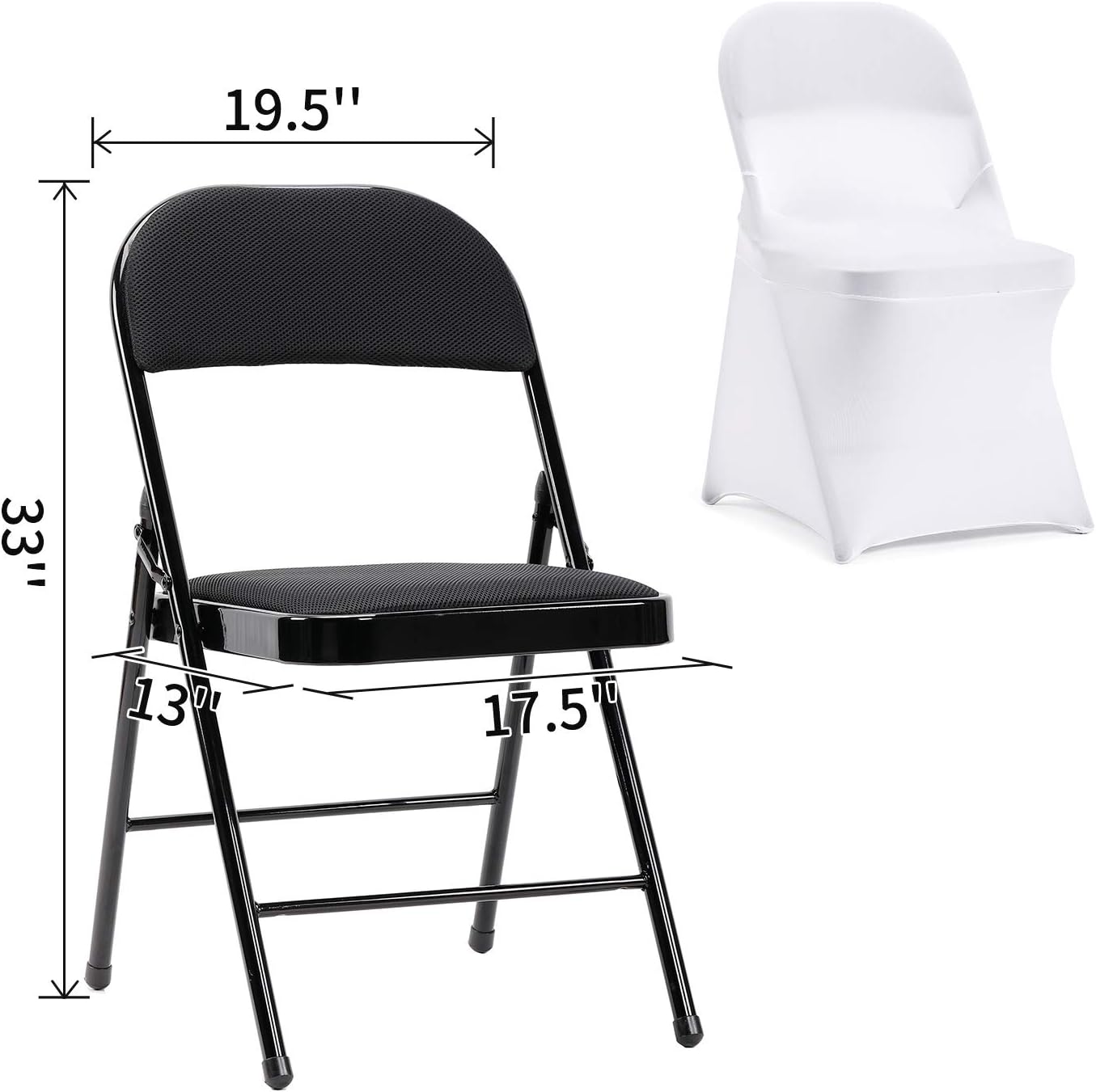 Peomeise Stretch Spandex Folding Chair Cover for Wedding Party Dining Banquet Event (White,6pcs)