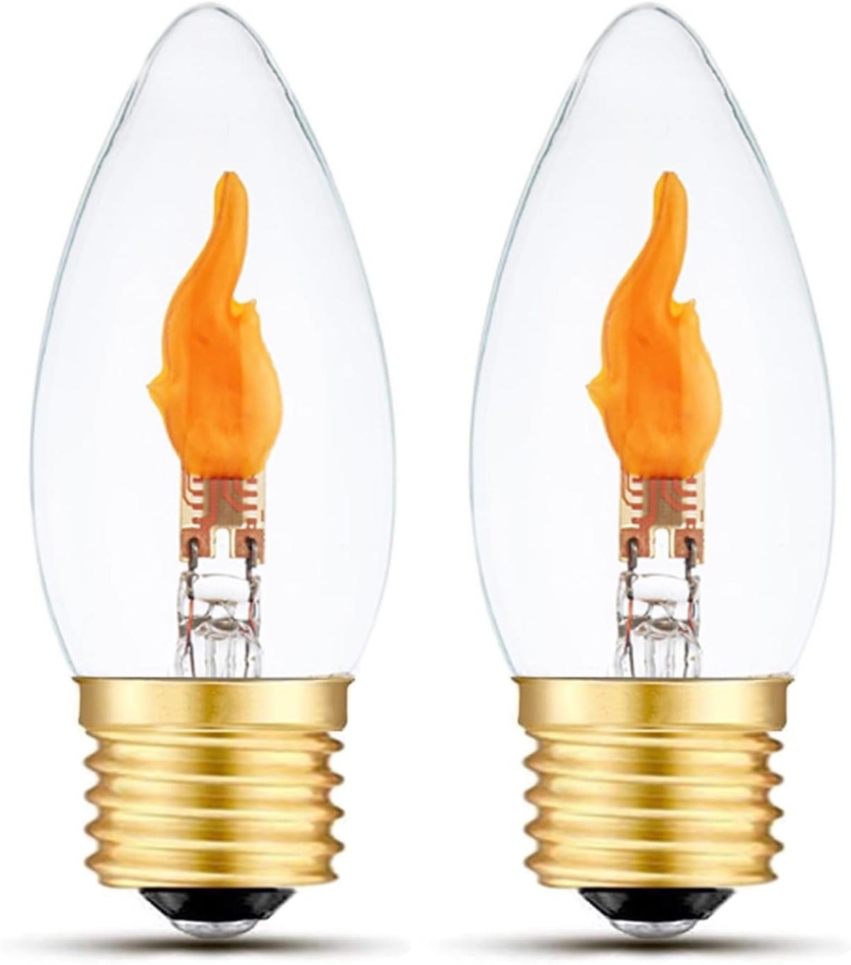 LED Flickering Light Bulbs E26 Flame Effect Bulb Standard Base, Fire Light Bulbs for Halloween Christmas Decoration, 2 Pack