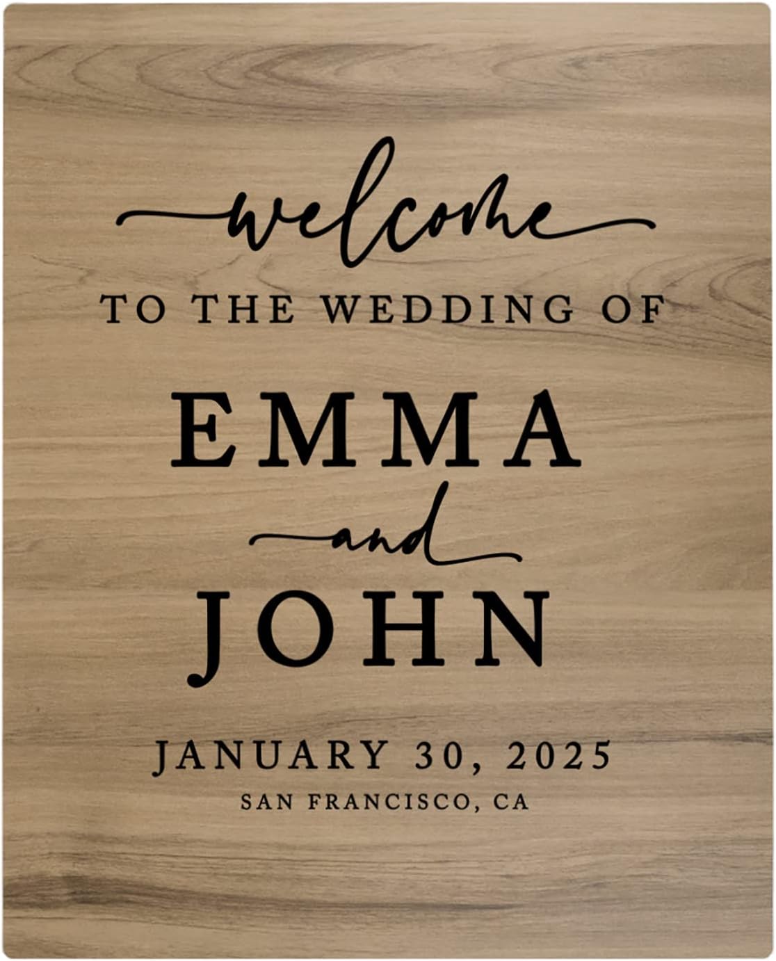 Andaz Press Large Wooden Welcome Sign for Wedding Rustic Welcome Sign 16" x 20" Custom Names Date & Location Fall Wedding Signage English Oak MDF Wood Finish Wedding Reception Indoor Outdoor Signs