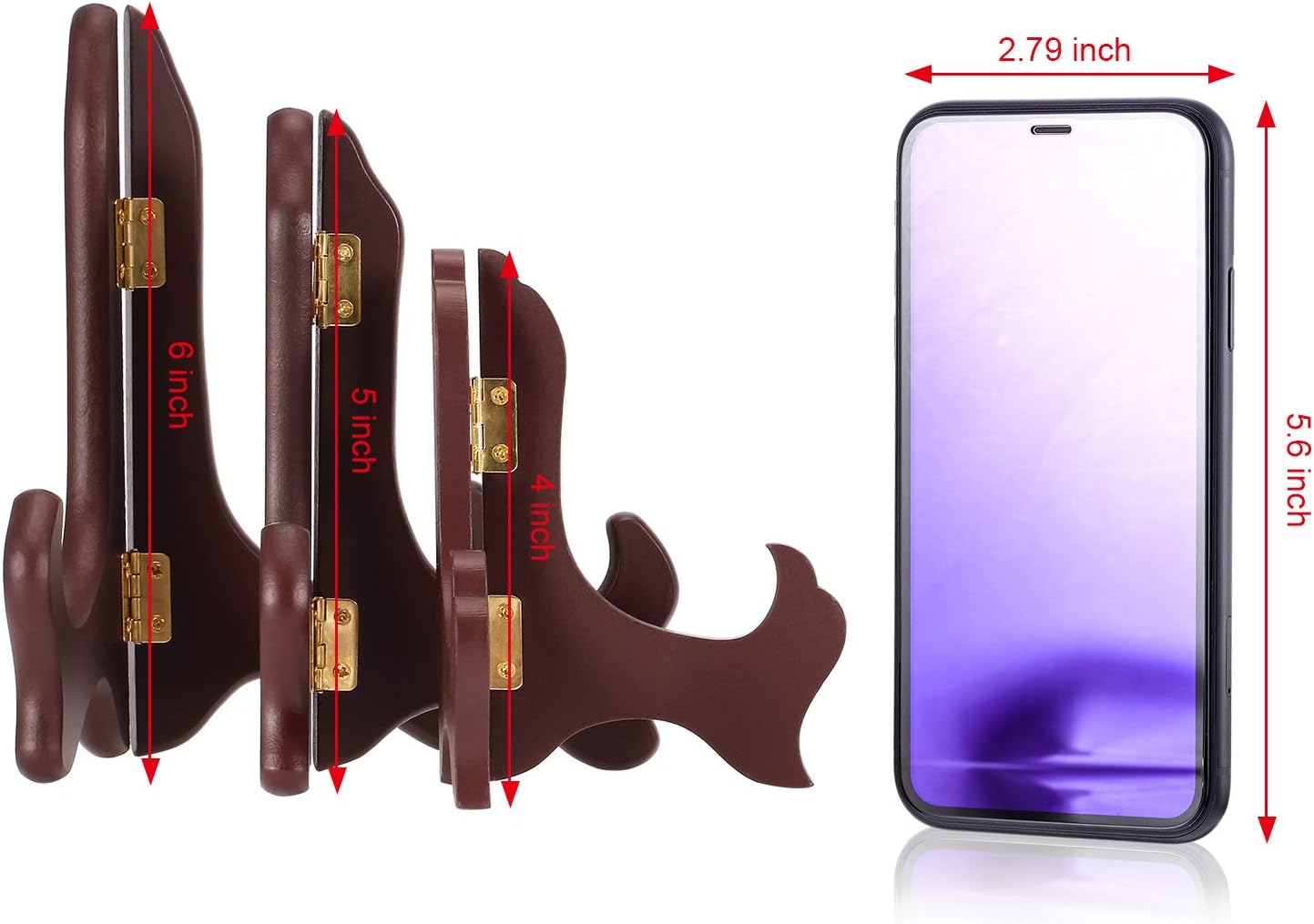 Tatuo 4 Packs Wooden Display Stand Decorative Plate Stands for Display Picture Frame Holder Easels