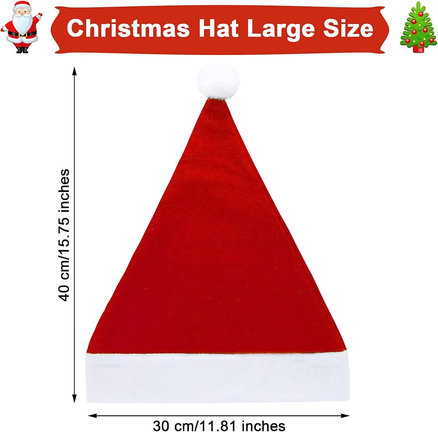 SATINIOR 12 Pieces Santa Hats Christmas Non Woven Fabric Hat for Holidays Xmas Party Supplies