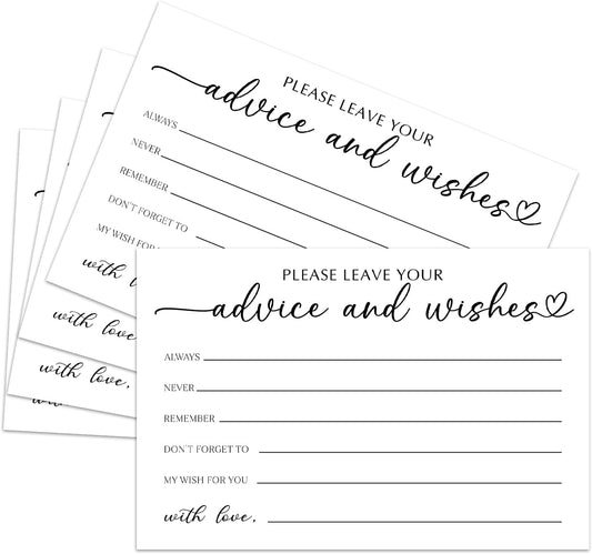25 Advice and Wishes Cards, Minimalism Fill-In Advice Cards for Bridal Shower Wedding Birthday Party Baby Shower Graduation Party, Well Wishes Card for Mr & Mrs Adults, Party Supplies -02