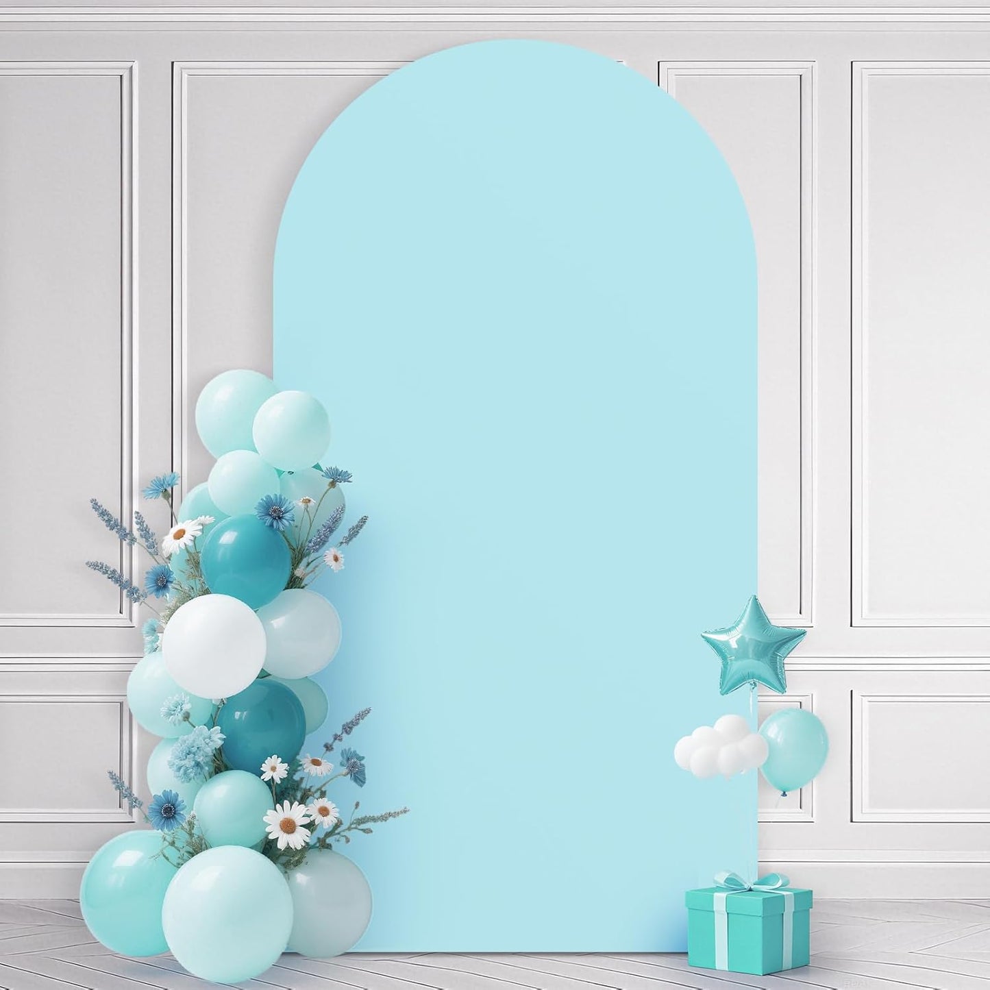 Ledido Wedding Arch Backdrop Cover 7.2FT Arch Covers Fitted Stretchy Spandex Round Top Stand Backdrop Cover for Wedding Banquet Ceremony Birthday Party Baby Shower Event Decoration,Blue
