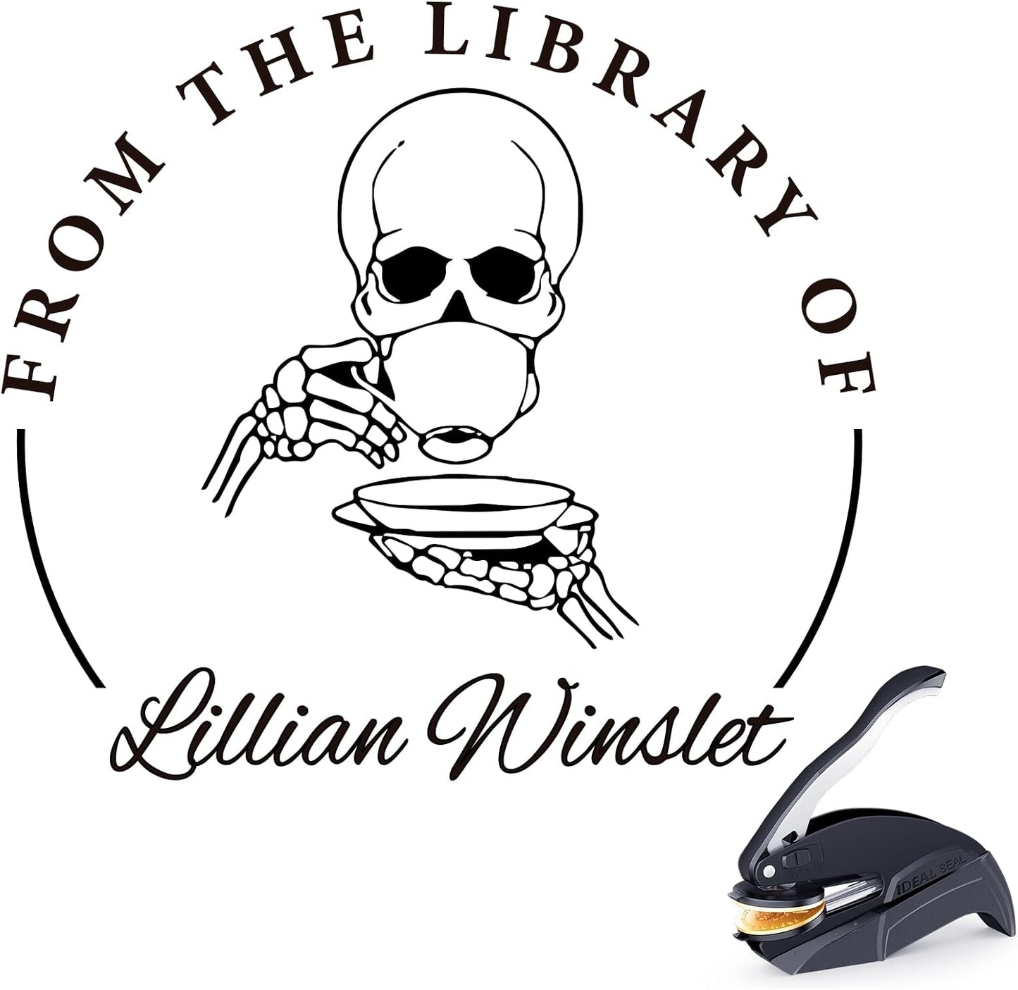 Personalized Book Embosser - Custom Embosser Stamp Gifts for Book Lovers, Readers, Home, Office & Library Collections (Coffee-32)