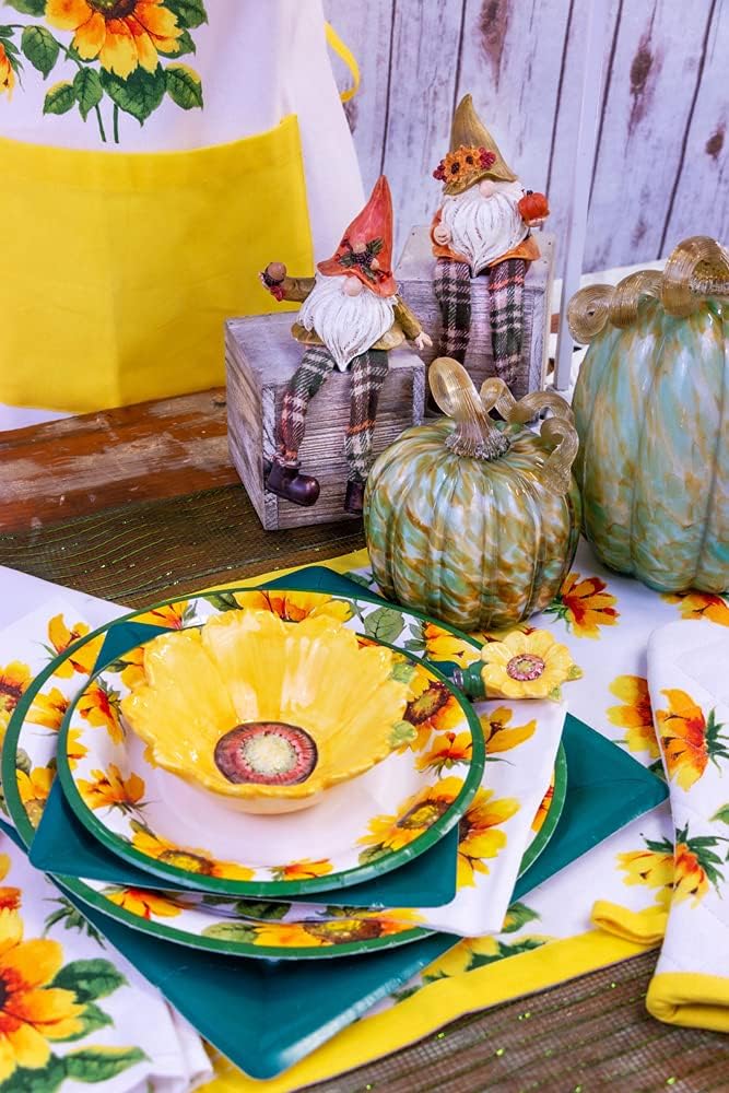 IHR Ideal Home Range Cocktail Napkins Disposable 3-Ply Paper Party Napkin Pack, 5" x 5", Colourful Sunflowers, 20-Count