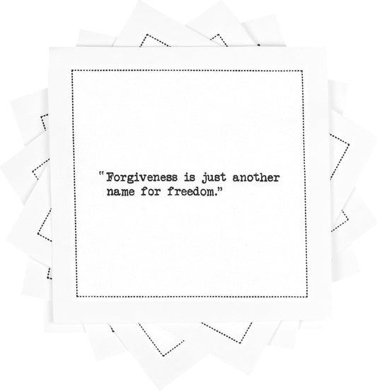 Five Star Napkins Moving Forward Quotes, White Cotton Cocktail Napkins, Beverage Napkins, Bar Napkins, Cloth, Party Napkins, Events, Holidays, Weddings, Birthdays, Disposable, 4.5" x 4.5"- (50x)