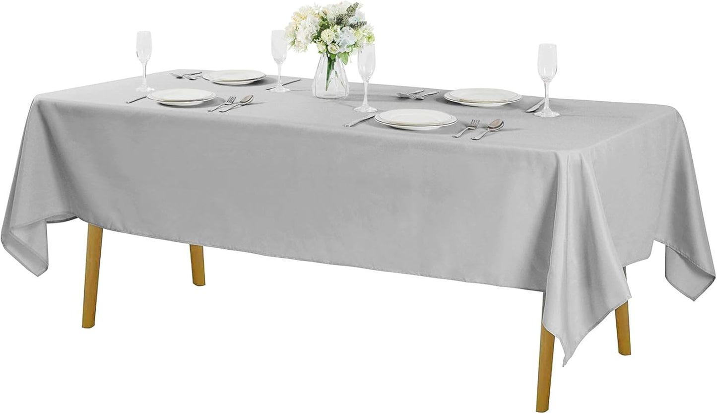 Rectangle Tablecloth 60x120 inch Washable Polyester Fabric Table Cloth for Wedding Party Dining Banquet Decoration（60x120, Silver）