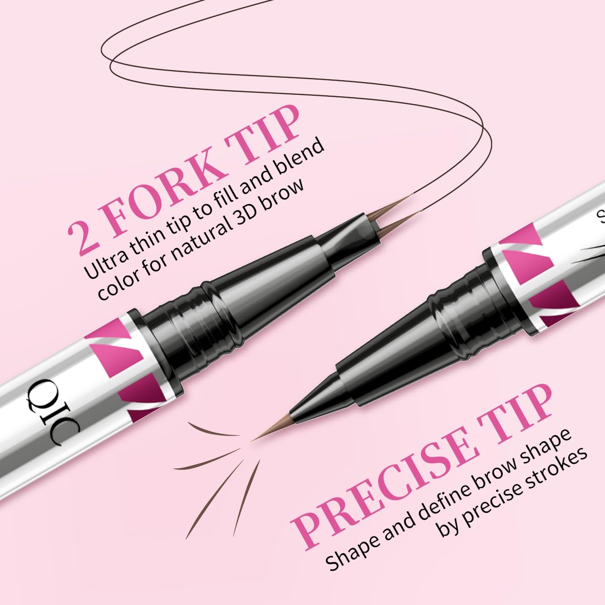 Eyebrow Pencils for Women, 2-in-1 Dual-Ended Microblading Eyebrow Pencil Waterproof with 2 Fork Tip and Spoolie Brush for Hair-Like Natural Brows Eyebrow pen, Non-Dry, Last All-Day (Dark Brown)