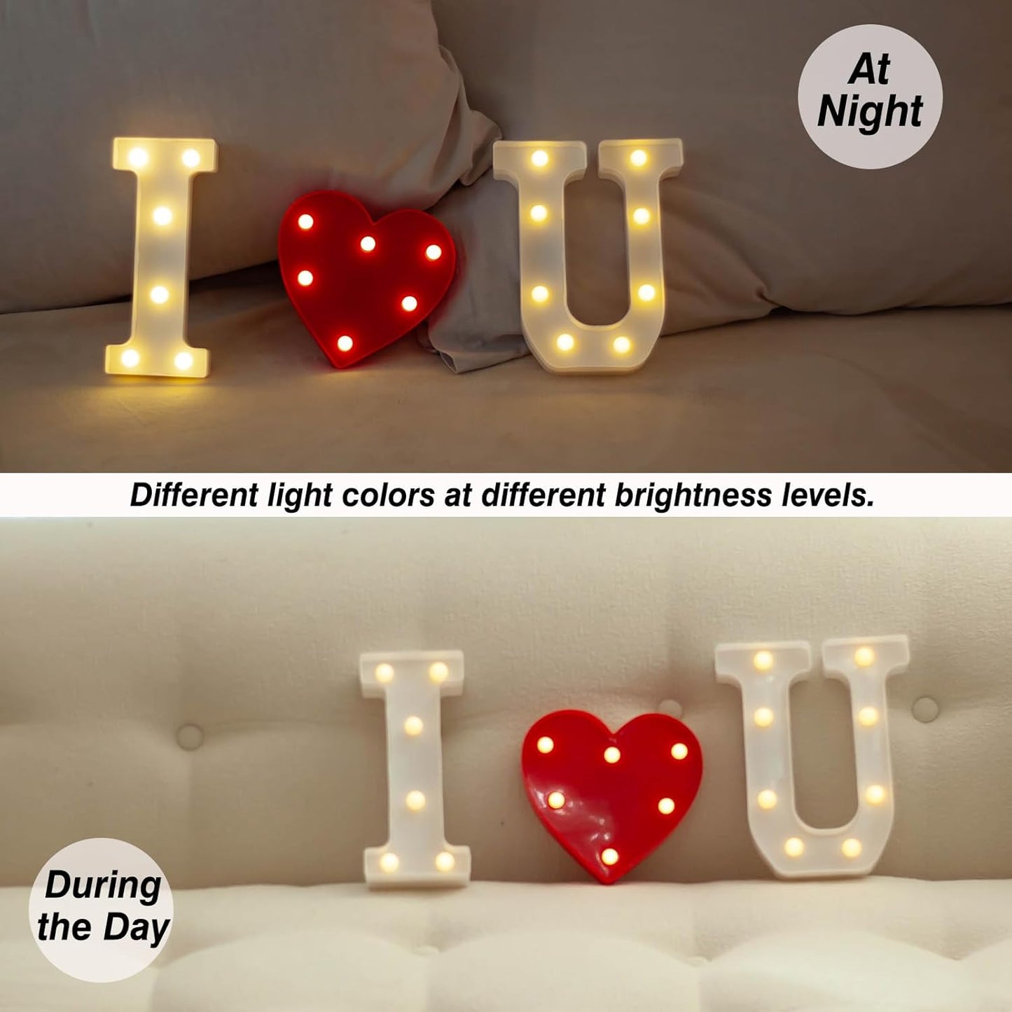 LED Marquee Letter Lights, Light Up Letters Marquee I Love U Sign, Decorative LED Alphabet Lamp, Battery Operated, Warm White Letter Sign for Wedding, Proposal Decoration