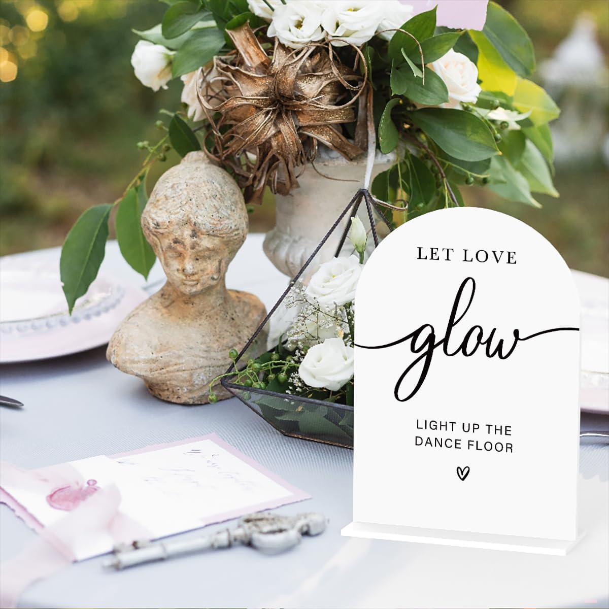 Acrylic Wedding Sign Let Love Glow Sign for Wedding Wedding Signs for Ceremony Modern Calligraphy Arch Acrylic Table Top Sign for Wedding Reception and Event Party Table(white）