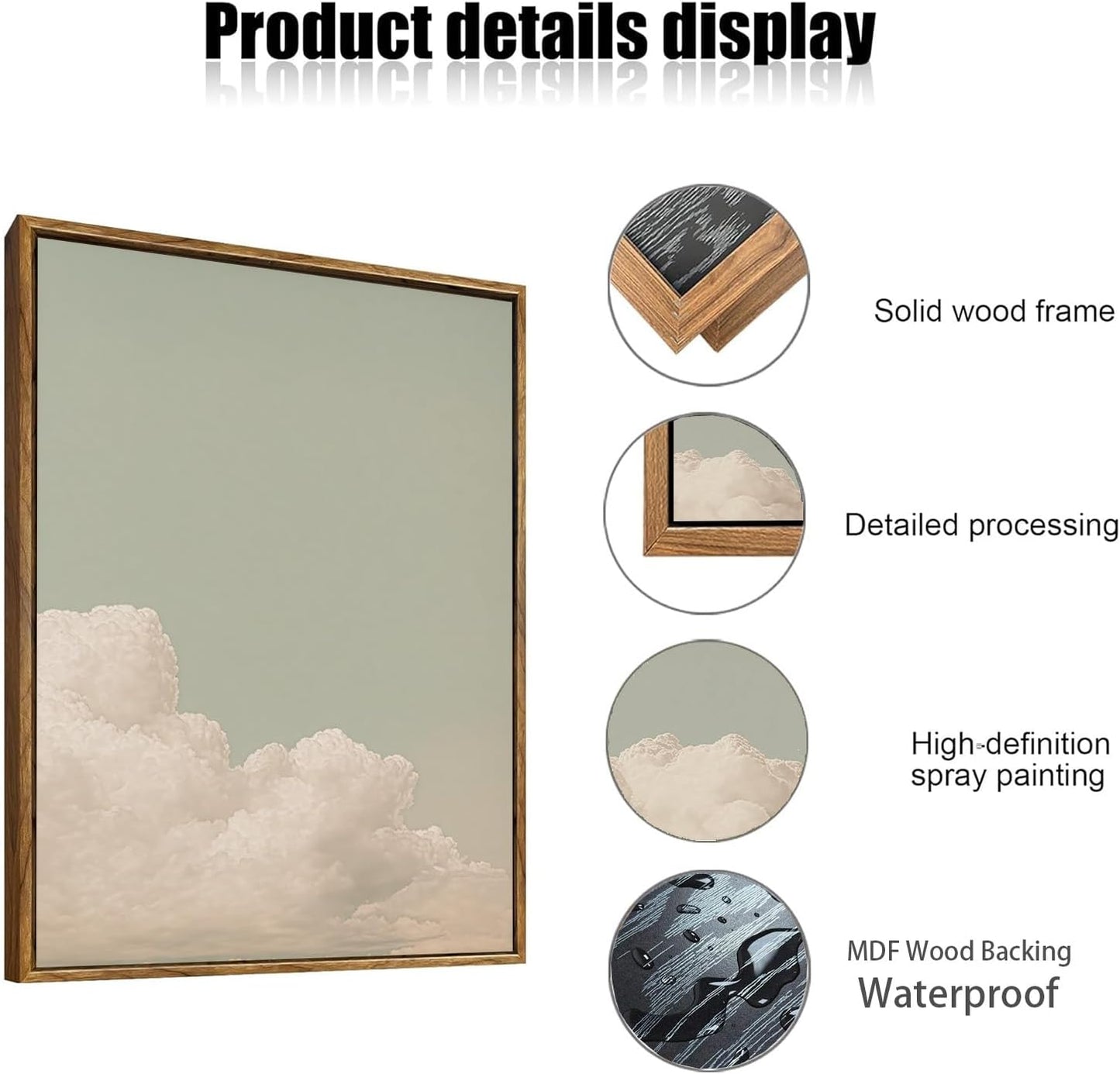 myusuar 3 Piece Large Modern Abstract Canvas Framed Wall Art For Living Room, Dearm Cloud Minimalist Wall Art Decor Posters Prints For Bedroom Office, 24x36in