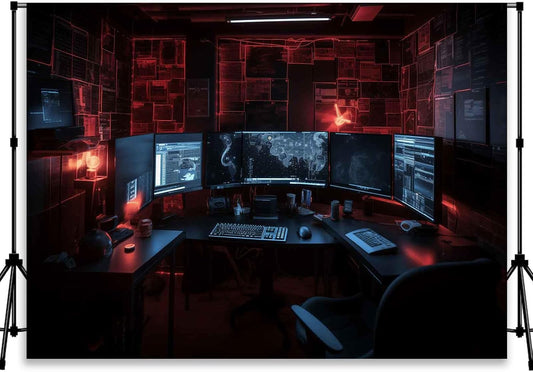 Computer Photo Backdrop Computers Hacker Room Background for Photography Party Room Decorations Photo Booth Props Supplies YUNBSJ007