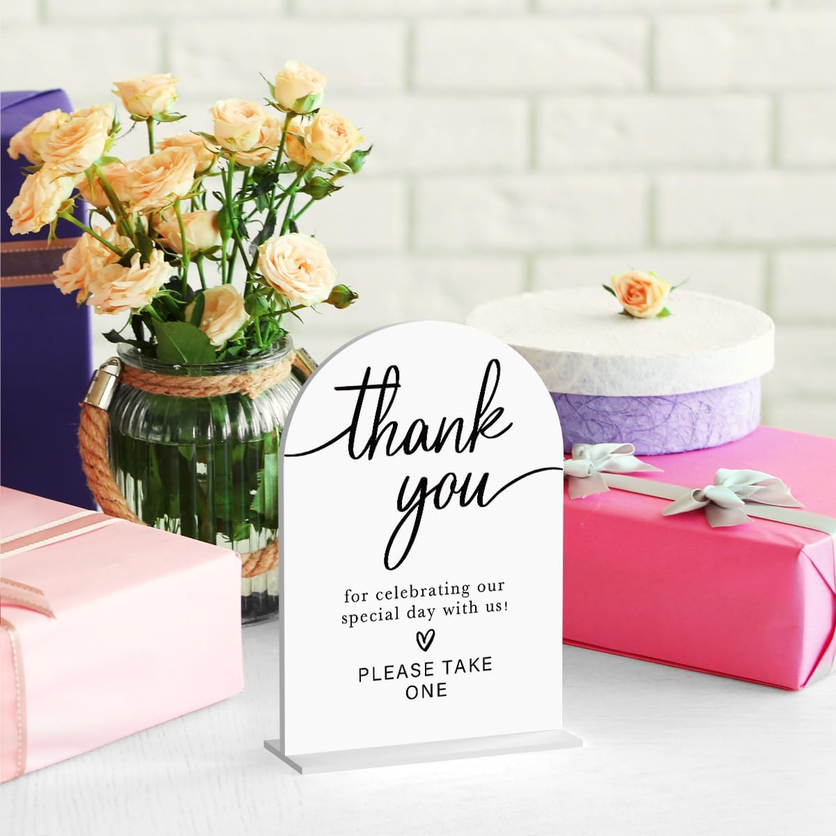 Acrylic Wedding Sign Thank You Sign for Wedding Wedding Signs for Ceremony Modern Calligraphy Arch Acrylic Table Top Sign for Wedding Reception and Event Party Table(white）