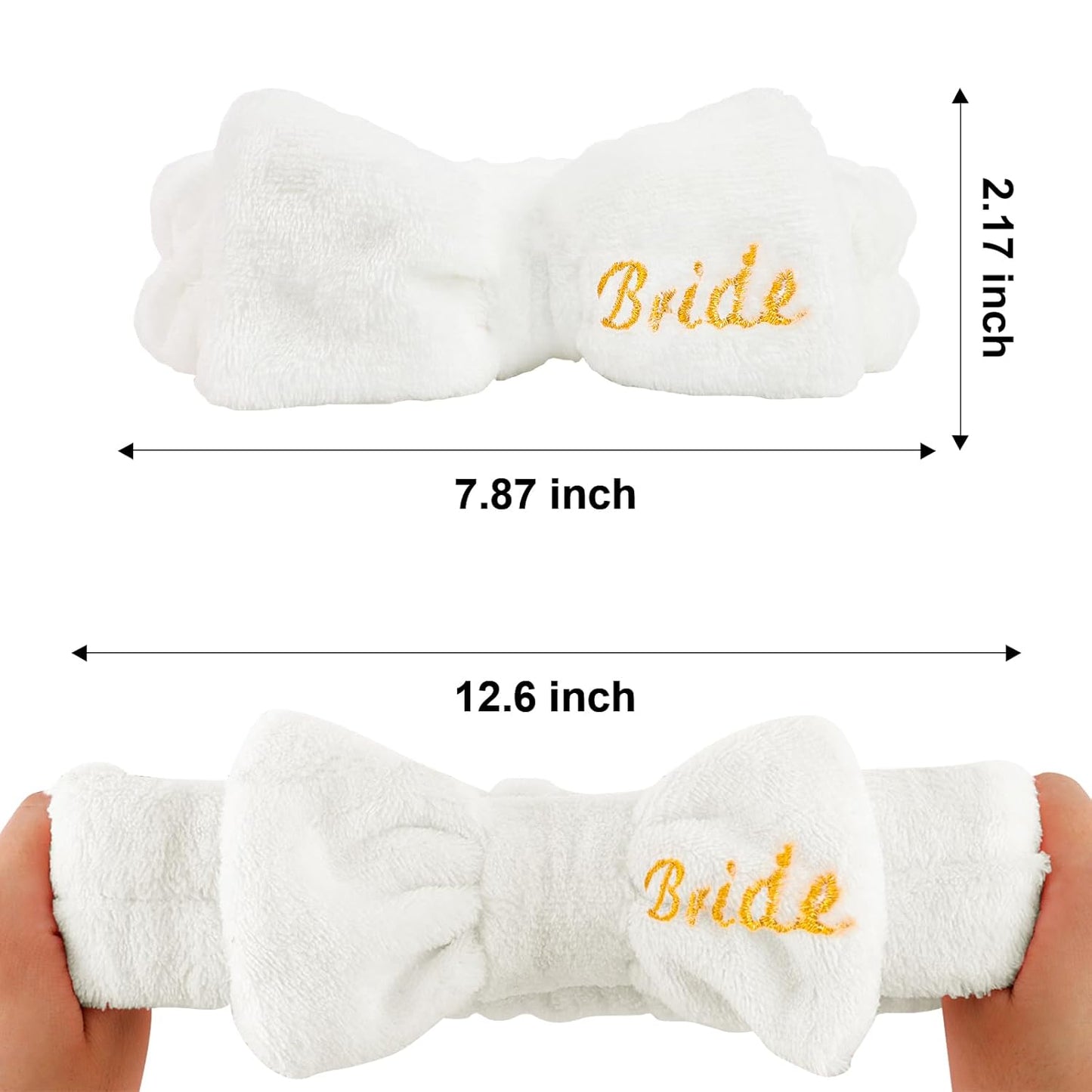 Semato Bachelorette Party Favor Set - Bride & Bridesmaid Spa Headbands with Cute Bows (1 Bride + 7 Pink Dot)