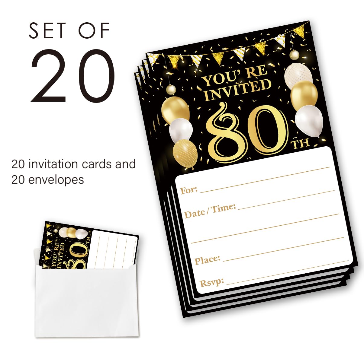 QZJ 80Th Birthday Party Invitations for Women Men - Back in 1946 Invites