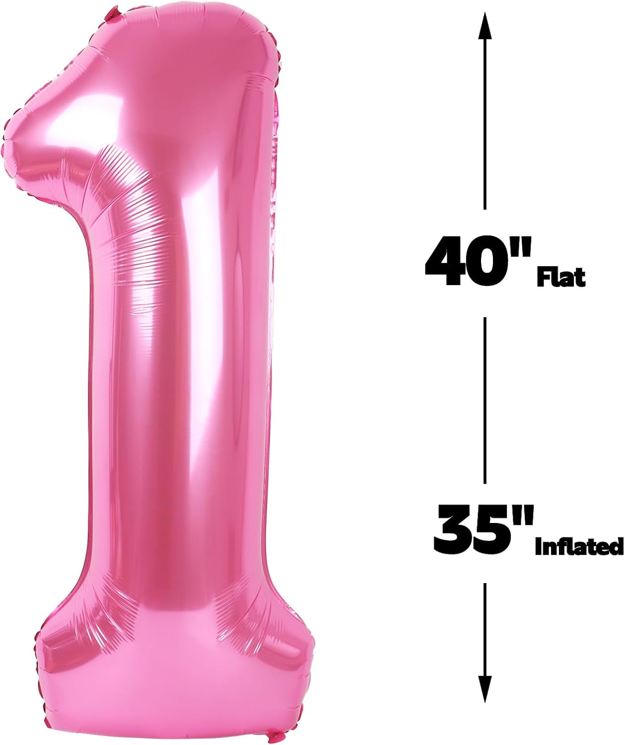 Pink Number 1 Balloon 40 inch, Number 1 Birthday Balloon for Boy Girl, Pink Foil One for 1st 10 11 12 16 18 Birthday Party, Anniversary Celebration Number Balloons Decorations