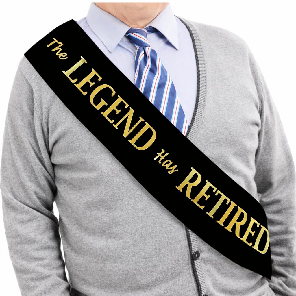 JPACO The Legend Has Retired Sash – Elegant Black and Gold Foil Legendary Sash for Both Women and