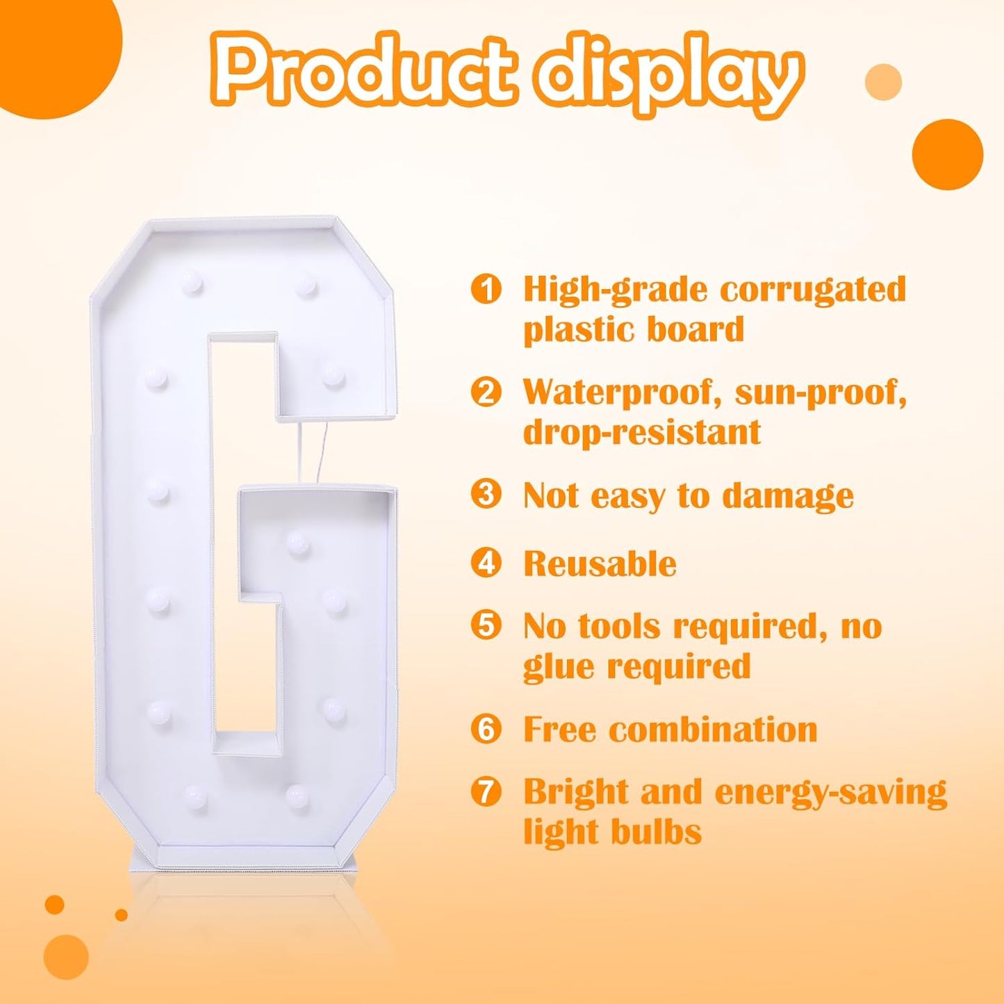 4ft Marquee for Letter G, Large Light Up Letters, Multifunctional Party Decor, 48 inches