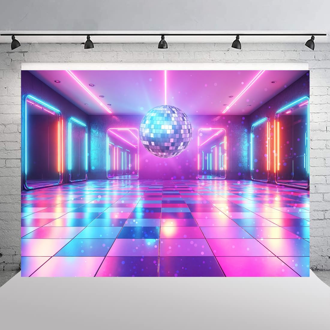 Disco Decorations Backdrop, Retro Glow Party 70s 80s 90s Theme Stage Dance Background Disco Party Decoration, Polyester Banner PartyBackdrop for Birthday Prom Portrait Photo Props 15x10FT