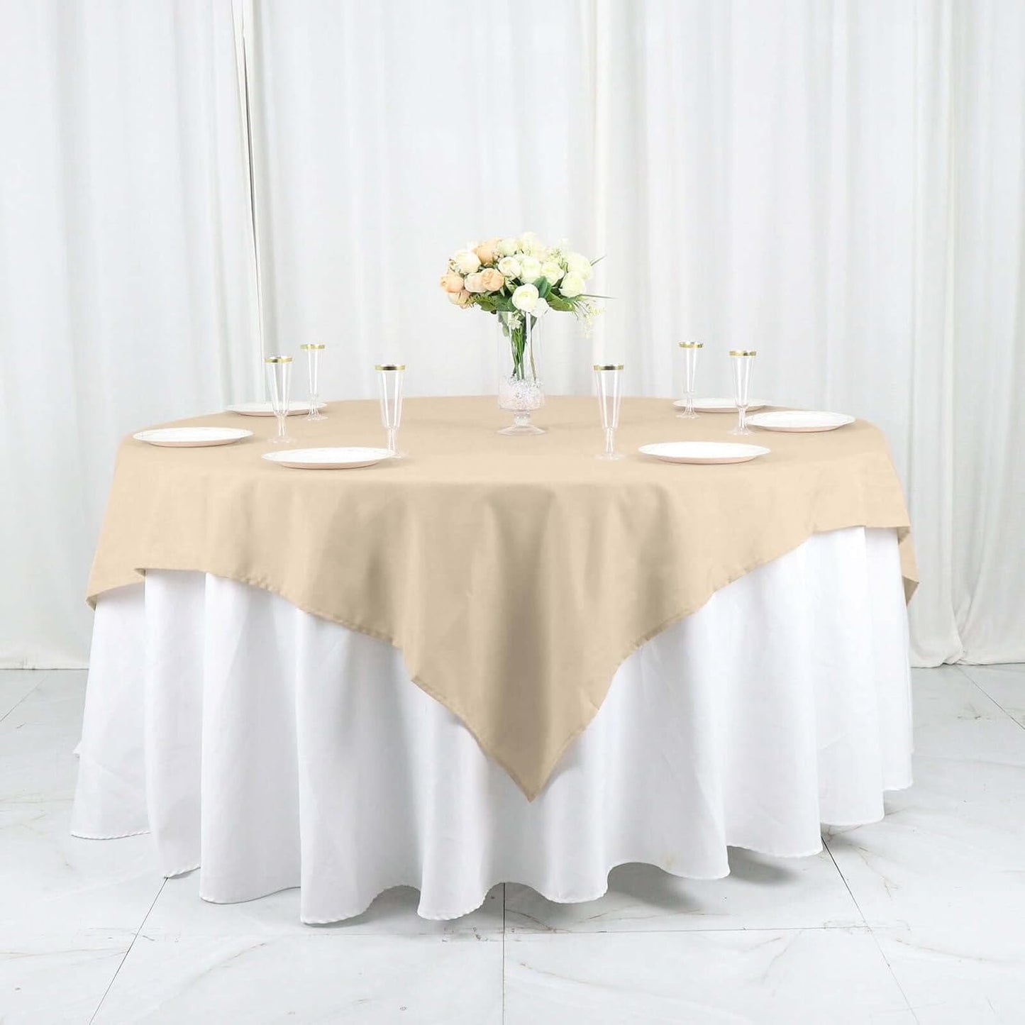 Efavormart 70" Square Linens Nude Wholesale Linens Polyester Square Linen Tablecloth for Wedding Banquet Party Restaurant