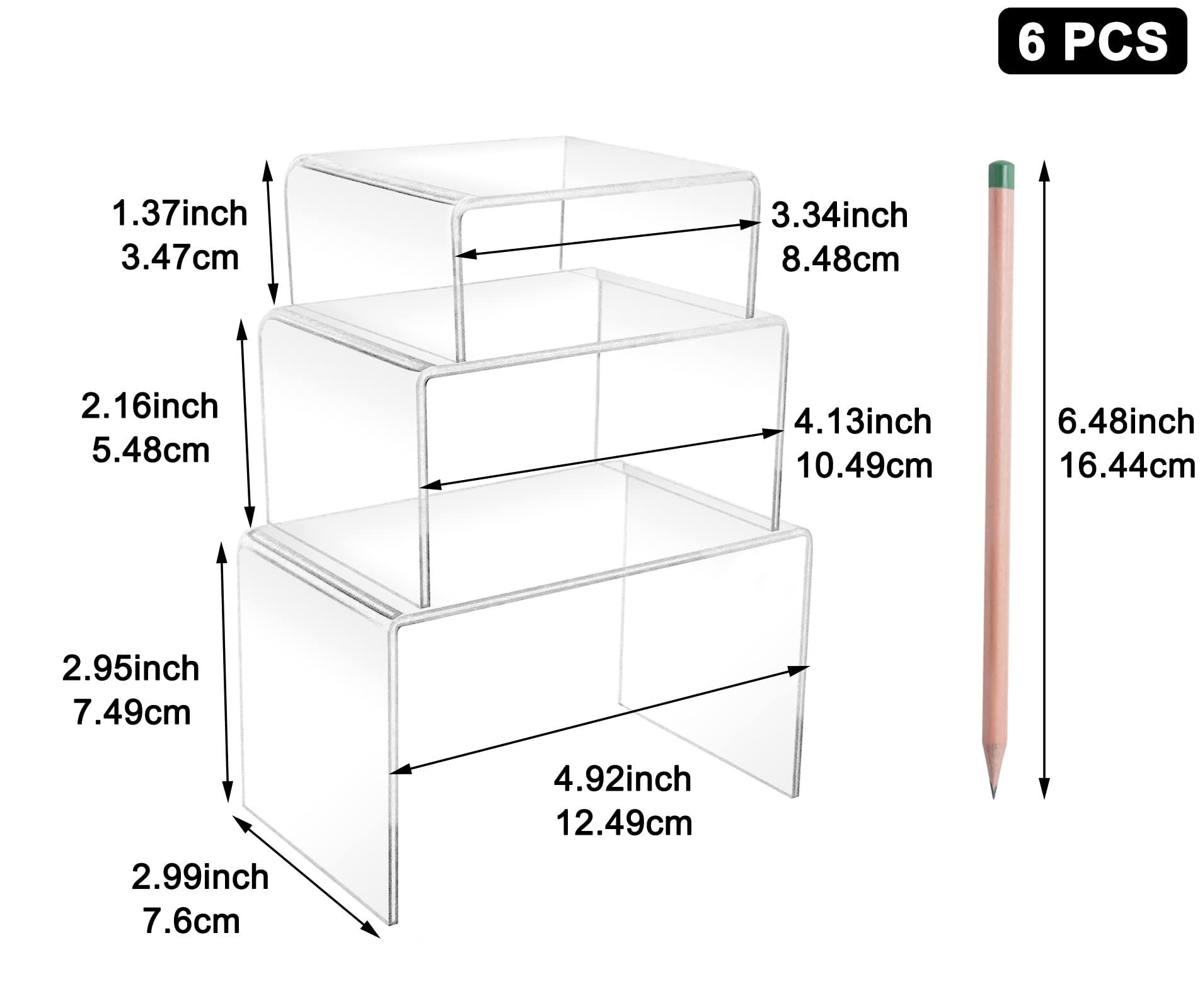 Cerpourt 2 Sets Acrylic Display Risers(3",4",5") Clear Product Stand,Cupcakes Holder Dessert