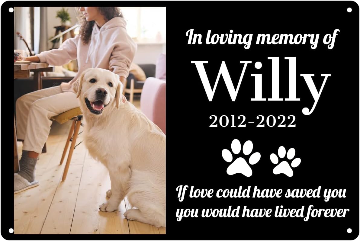 Custom Dog Memorial Metal Signs - Personalized Dog Photo Memory Sign as Dog Memorial Gifts for Loss of Dog, in Loving Memory of Pet Signs for Pet Loss Sympathy Gift