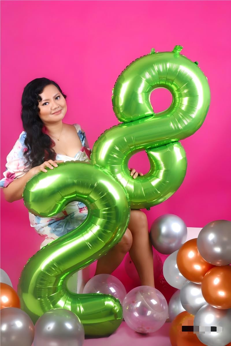 Helium Foil Light Green Number 8 Balloon 40 Inch, Mylar Eight Numbers 8 18 28 38 48 58 80 88 Birthday Balloons, Light Green Women Men Anniversary Graduations Party Supplies