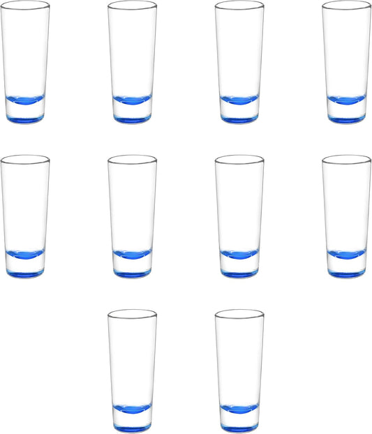 DISCOUNT PROMOS Cordial Shooter Shot Glasses 2 oz. Set of 10, Bulk Pack - Great for Birthdays, Parties, Indoor & Outdoor Events - Blue