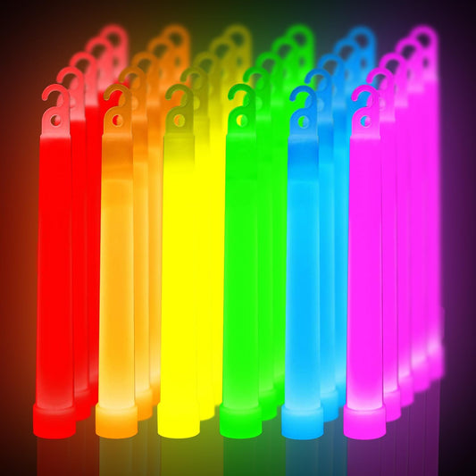 novelinks 25 Pcs 6'' Premium Glow Sticks Bulk - Ultra Bright Large Glow Necklaces Light up Glow in The Dark, Emergency Glow Sticks, Long-lasting Lighting Waterproof