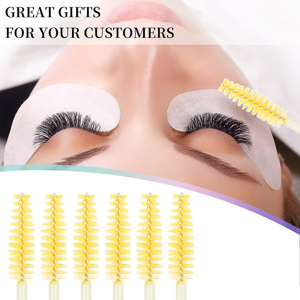 300 Disposable Mascara Wands Eyelash Brush Spoolies for Eye Lash Extension Eyelash Extension Supplies Makeup Tools Accessories (Yellow)