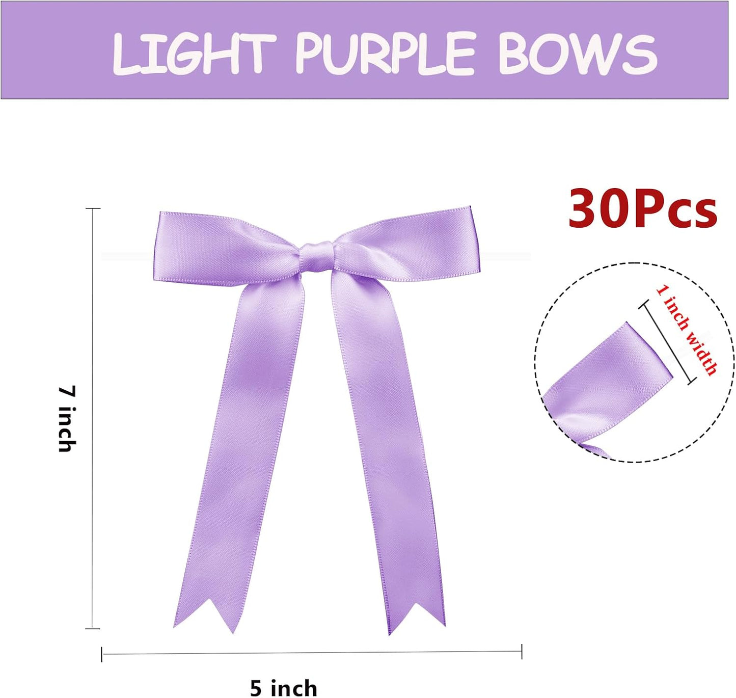 30 Pcs Satin Light Purple Bows with Twist Tie, 5x7 Inchfor Gift Wrapping Cake Treat Bags Craft DIY Gift, Birthday Decorations, Balloons & Garland Home Decor