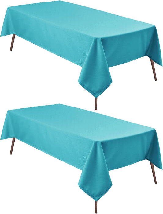 Hiasan 2 Pieces Turquoise Square Tablecloth - Water Resistant and Spillproof Dining Room Washable Fabric Table Cloth for Dining Room, Polyester, 54 x 54 Inch