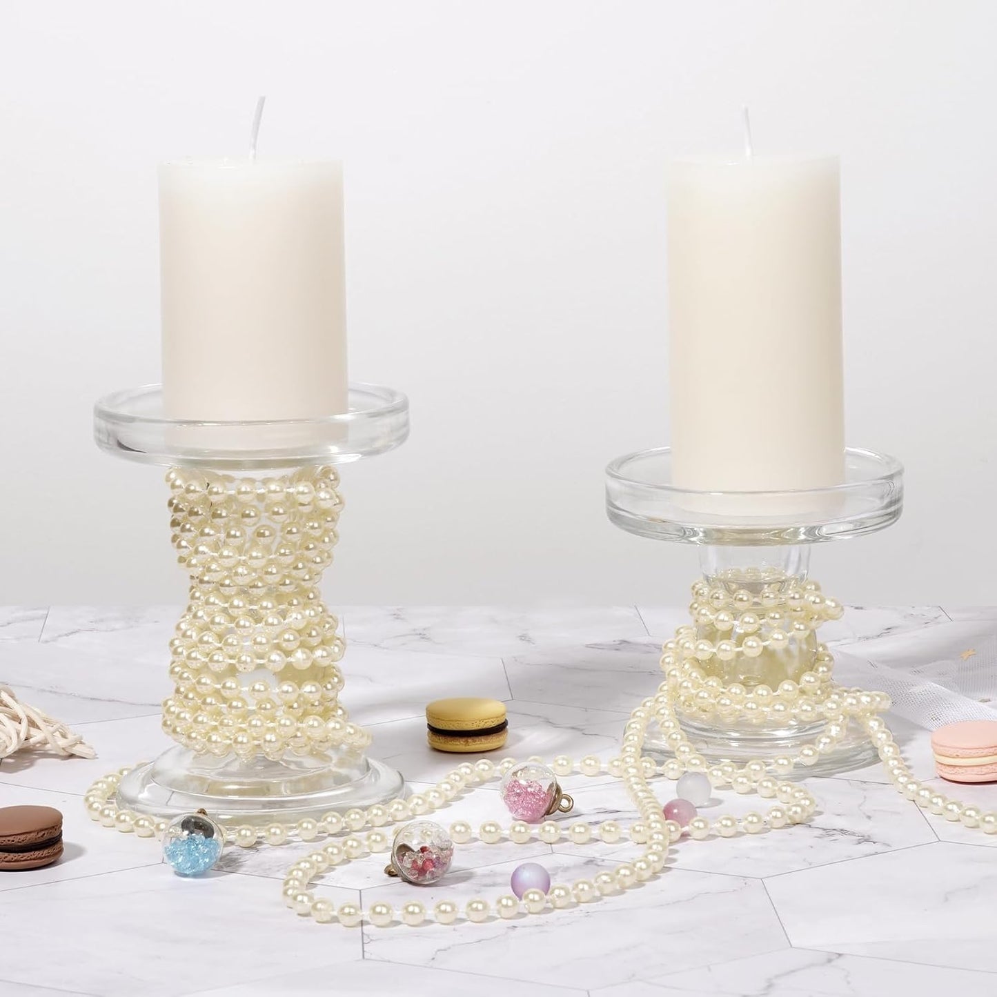 Faux Ivory Pearl Beads Garland - 6mm Christmas Tree Beads 22 Yards Ivory Pearl Strands Spool Pearl String Bead Roll for Wedding Party Christmas Tree Decoration(6mm 22Yards, Ivory)