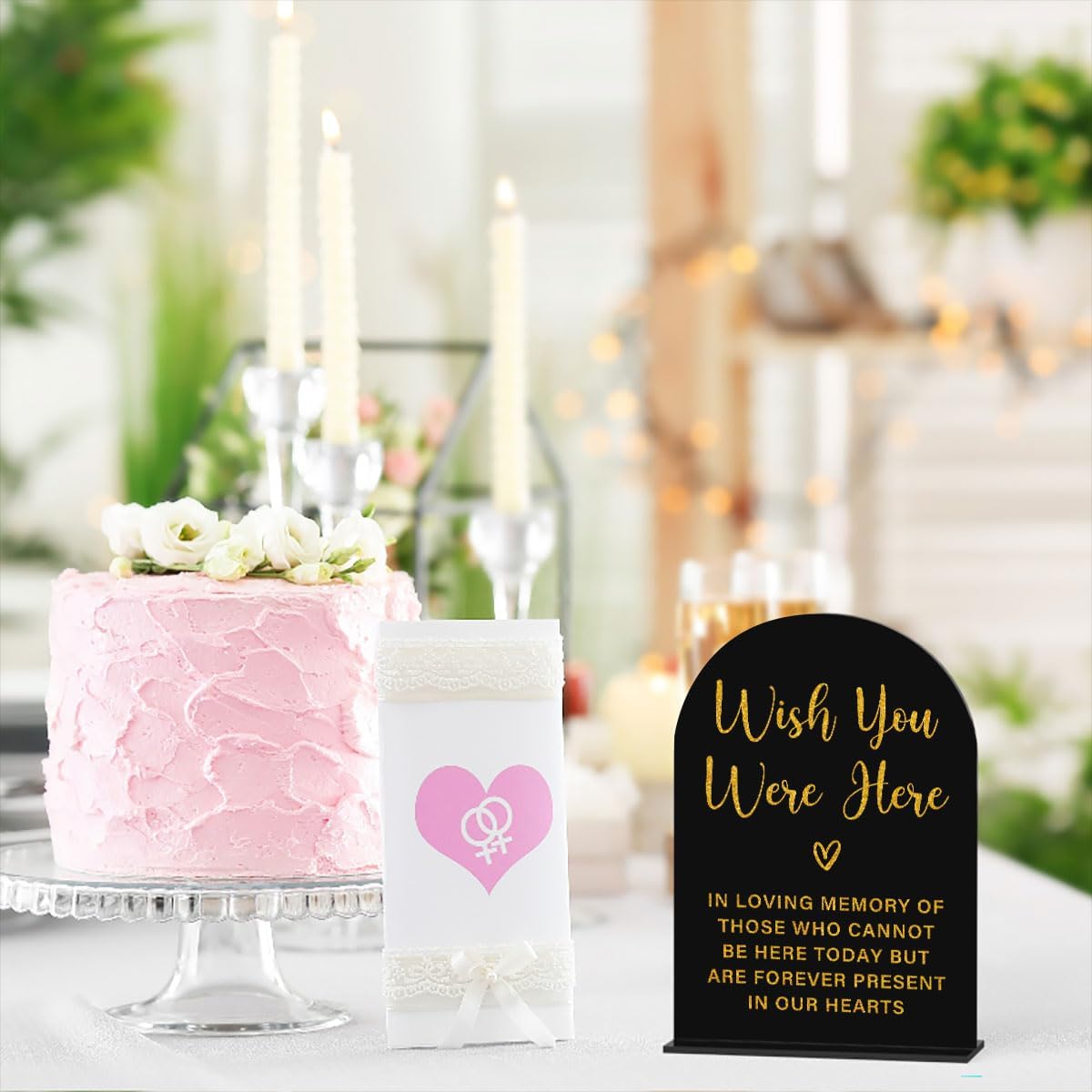 Acrylic Wedding Sign, Bridal Shower Decorations, Wish You Were Here Sign for Ceremony, Modern Font Table Signs, Acrylic Table Top Signs for Wedding Reception and Event Party (Black Gold)