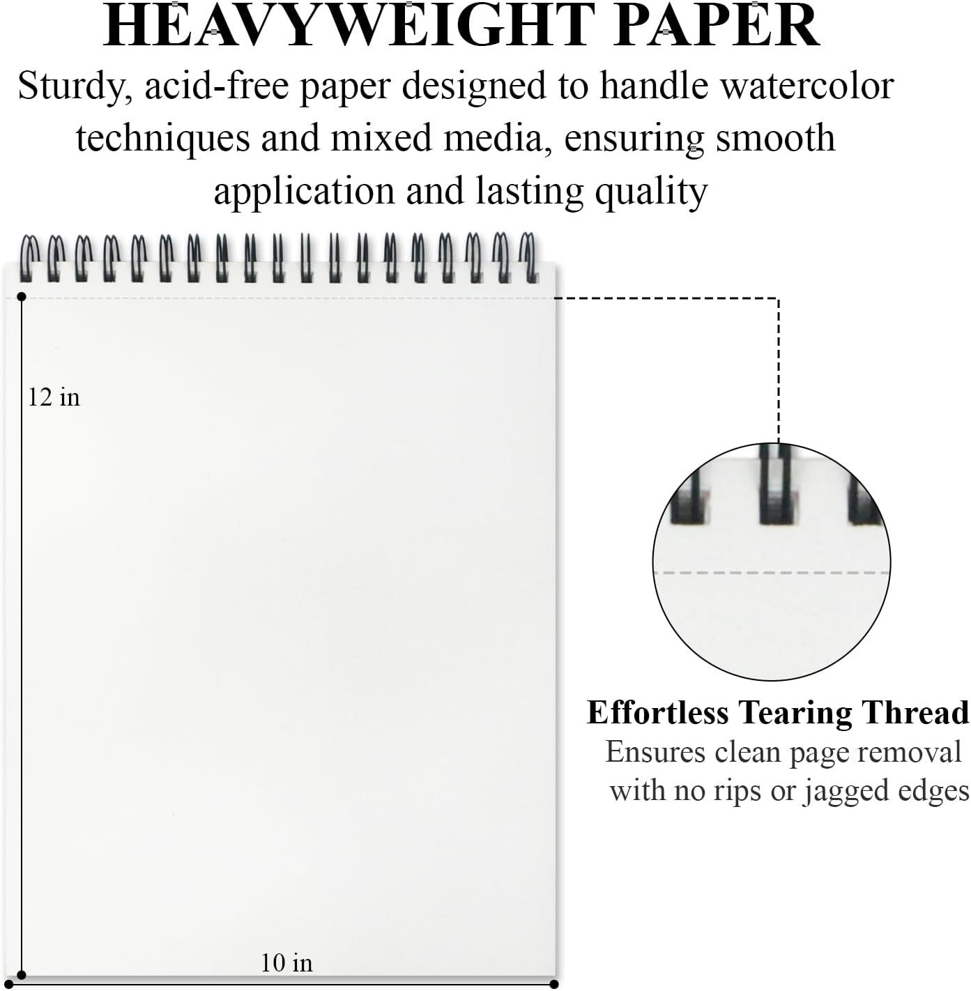 Watercolor Sketchbook 10"x12", 32 Sheets (64 Pages) Water Color Paper, 140lb/300gsm Watercolor Paper, Spiral Hardcover Watercolor Notebook for Painting, Water Color Sketch Books for Teens & Adults.