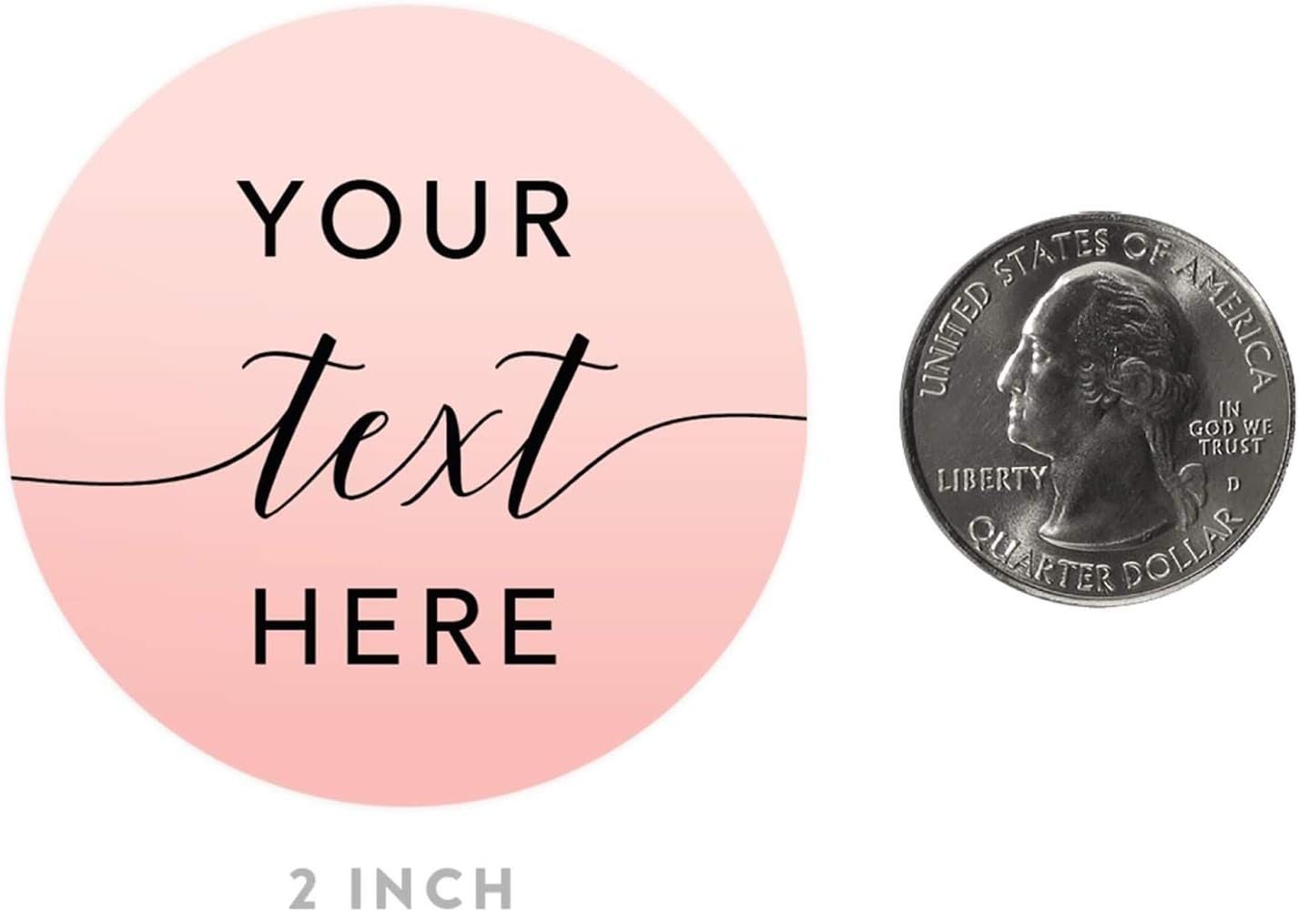 Andaz Press Personalized Blush Pink Rose Elegant Party Collection, Round Circle Label Stickers, Your Text Here, 40-Pack, Custom Favors Decor Envelope Seals