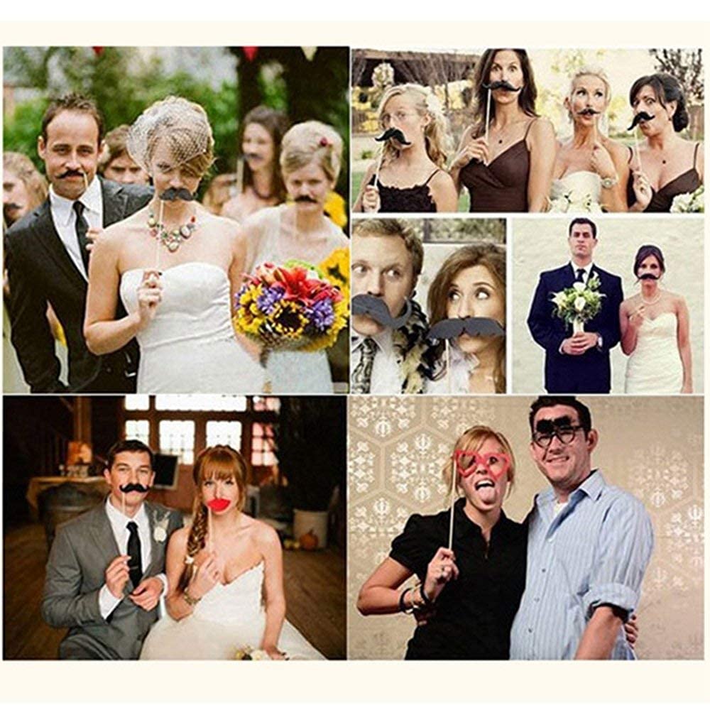 Party Props for Photo Booth Birthday Wedding Kids Adult Prom 58 Pcs, Rowae DIY Funny Costumes with