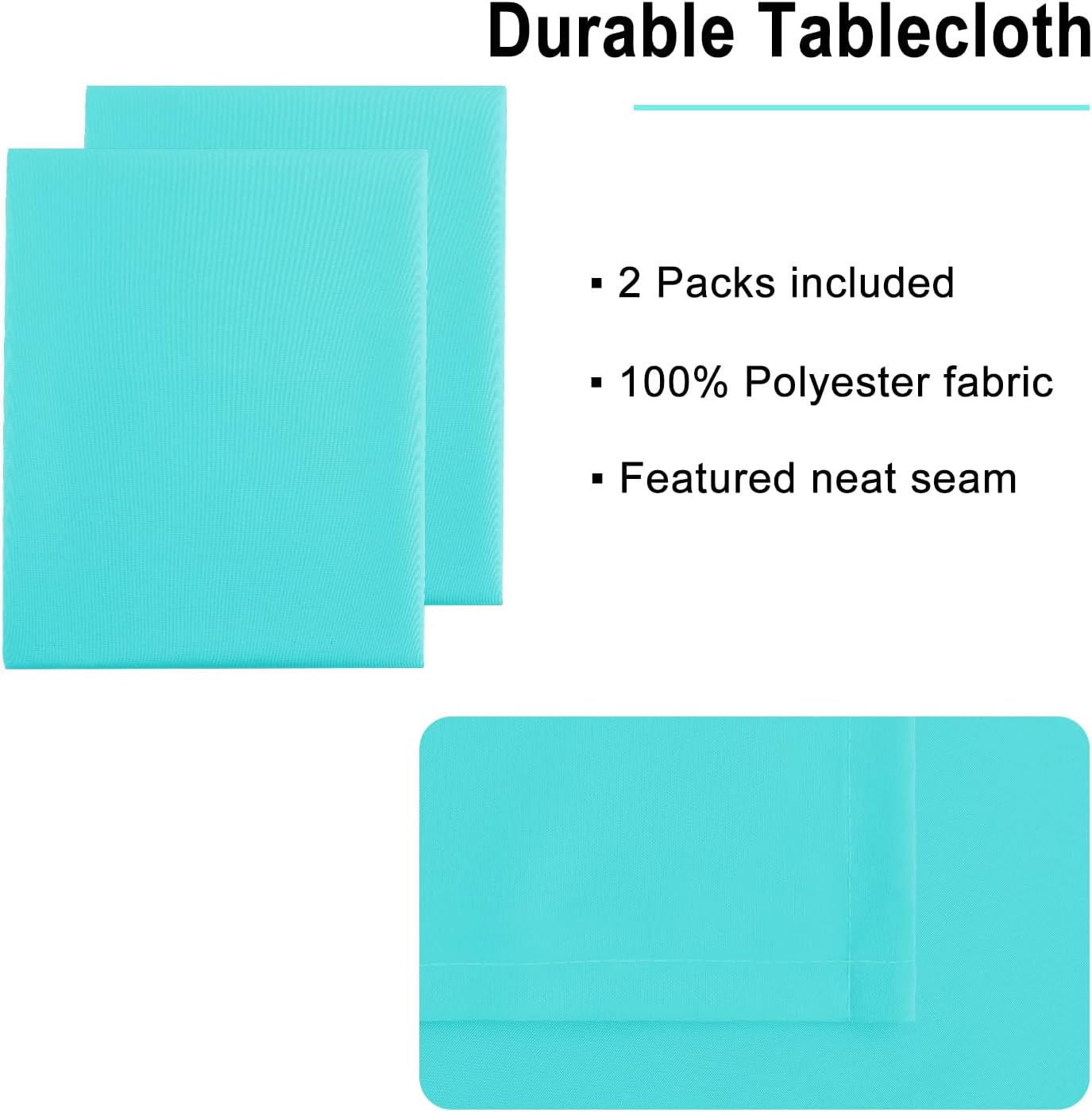 Hiasan 2 Pieces Solid Square Tablecloth - Waterproof and Spillproof Washable Polyester Fabric Table Cloth for Kitchen and Dining Room, Aqua, 54 x 54 Inch