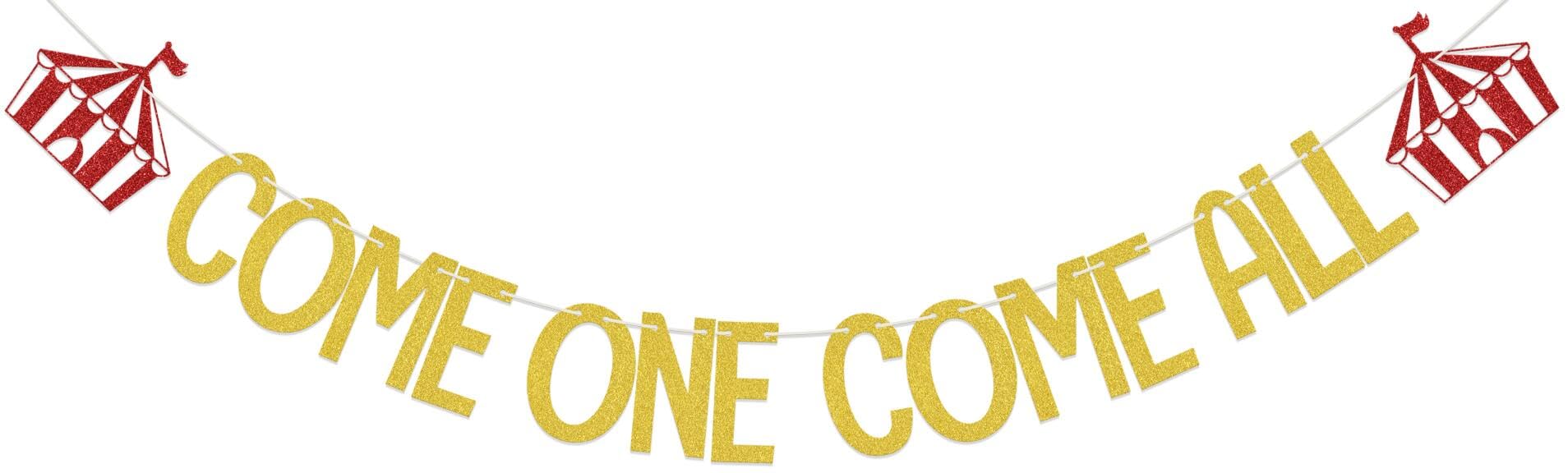 Come One Come All Banner, Circus 1st Birthday Party Decorations, Carnival Theme Party Clown First